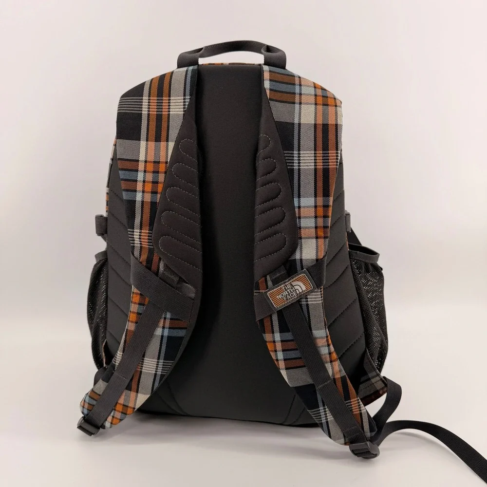 The North Face Backpack Unisex OS Orange Plaid Wasatch Daypack Hiking Bag hole